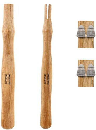 2 pack Wood Sledge hammer handle replacement for 2, 3 and 4 lb Complete Set with Wooden and Steel Wedges - Wood replacement ball pien hammer handle - Wood tool handle - Wooden handle hammers in bulk
