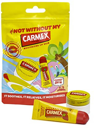 CARMEX Lippenbalsam-Geschenkbeutel (1 x Erdbeer-Tube, 1 x klassischer Topf)