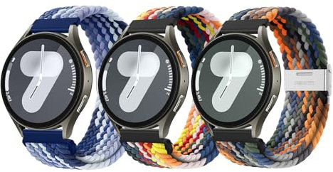 ZZMY Nylon Armband 20mm für Samsung Galaxy Watch7/6/5/4 Geflochten Armbänder 40 44mm/Watch 5 Pro Uhrband 45mm/Galaxy 6/4 Classic 47 43mm 46 42mm Elastisch Ersatzarmband für Damen Herren 3Pack