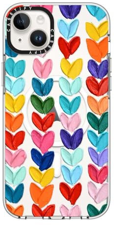 CASETiFY Clear iPhone 14 Plus Case [Not Yellowing / 6.6ft Drop Protection/Compatible with Magsafe] - Clear Polka Daub Hearts - Clear