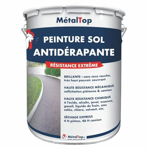 Metaltop - Peinture Antiderapante - Gris clair - RAL 7035-5 L - Protection anti-glisse pour sols en béton, ciment, bois