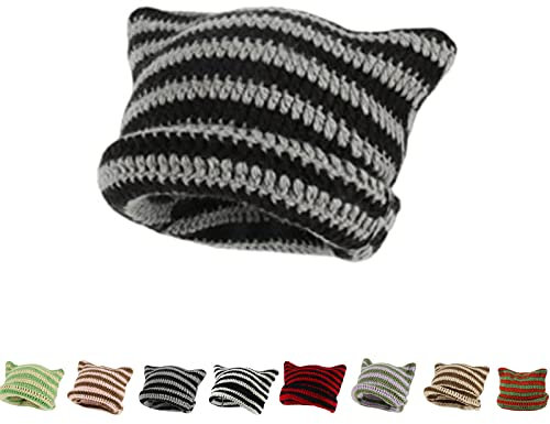 HOKUTO Cat Ear Beanie, Crochet Hats für Frauen, Winter Warm, Cute Cat Ears Hats (A-6)