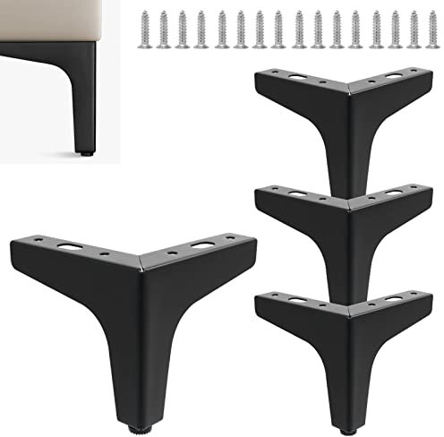 Wkmamo 4 Stück Möbelfüße Schwarz Metall, Belastbar Bis 800 KG, 10cm Tv Lowboard Möbelfüsse, Schrankfüße für Schrank, TV-Schränke, Schubladen, Nachttisch (Dreizackiger Fuß, 10)