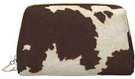 Kosmetiktasche aus Leder, mit Kuhfell-Druck, kleine Tasche, Geldbörse, Reißverschluss, Federmäppchen, Kulturbeutel, Organizer, Aufbewahrung, Schönheit, Make-up, farbe, 5.0cm*10.5cm*20.5cm,
