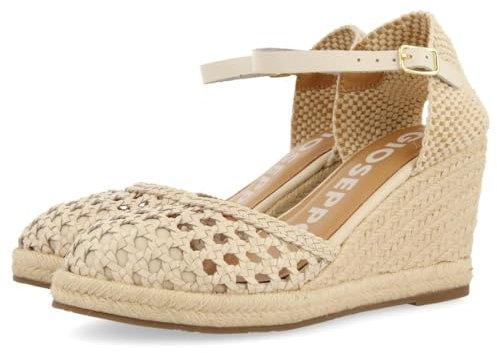 GIOSEPPO Alpargatas Off-White DE Piel Trenzada con CUÑA Alta DE Yute para Mujer SERIGNAN