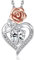 MomentWish Rose Herz Halskette, 1 Karat Moissanite Liebe Blume Kette 925 Sterling Silber Geburtstag Jubiläum Schmuck Geschenke