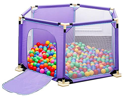 SEYFI Zäune, Baby-Playpen Tragbare Kinderspiele Anti-Fall-Kind-Spielzaun Mit Bällen & Matte, 4 Farben/Lila/150 * 68 cm