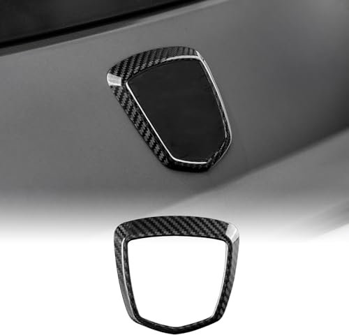KUNGKIC Für Abarth 595 500 2008-2023 Autokofferraum LOGO Rahmen Auto Hecklogo-Rahmen Hartkohlefaser Aufkleber Dekorative Innenbereich Zubehör Geschenk,Schwarz
