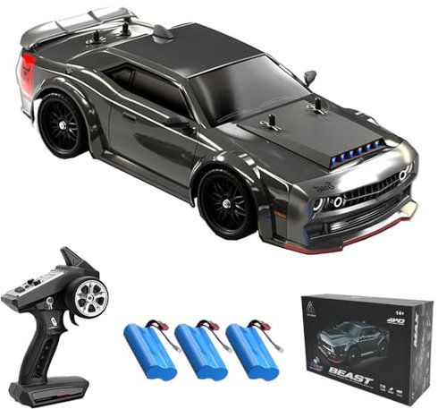 Teeggi Ferngesteuertes Auto,1:16 Bürstenloser Motormit LED Licht,2.4GHz 70 km/h RC Hohe Geschwindigkeit Drift Rennauto,4WD RC Geländewagen,3 Batterien(SG216 MAX)