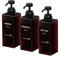 Anhow 3er Seifenspender Kunststoff, 500ml PETG Seifenspender mit 16pcs Kategorie Etiketten für Küche und Badezimmer Dusche/Küche/Badezimmer - Braun/ 500ml