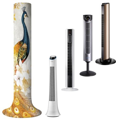 JOONOR Tower Fan Dust Cover Household Stand Fan Peacock Pattern Cover Washable Tower Sleeve Dust-Proof Protective Cover for Vertical Fan Pedestal Fan Floor Stand Fan Decor for 36 Inch, Small
