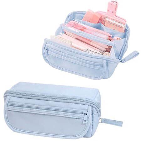 Pencil Case, Large Capacity Pencil Case with 9-Layer Storage Partition Multifunctional Pen Bag for Boys and Girls, Aesthetic Pencil Bag Suitable for Kids Teenagers Students Women Men (Blue)