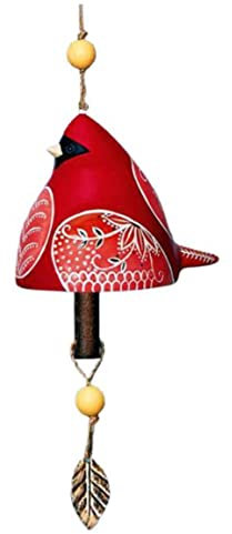 Kardinal-Windspiel, Vogelgesang-Glocke, Gartendekoration, hängendes rustikales Windspiel, Anhänger, Metallrohrglocke, Türklingel-Anhänger, Festival-Geschenk, Zeugenfreundschaft, Musik-Windspiel rot