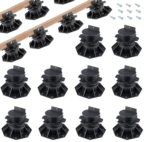 Deck Blocks, Adjustable Deck Support Pedestal Paver, Deck Foundation Base Deck Block Floor Raising, Joist Support Pedestals for Wood WPC Aluminum (2.36-5.5,10 Pack)
