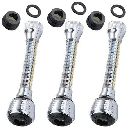 Aérateur de robinet d'évier en acier inoxydable, tête de robinet de cuisine rotative à 360 ° avec tuyau, économie d'eau, tête de buse de robinet anti-éclaboussures, tête de pulvérisation de rechange