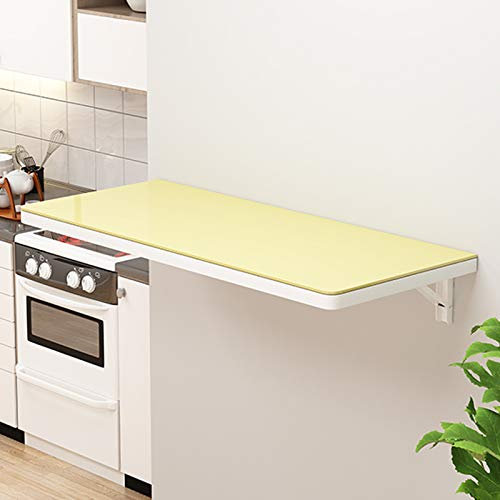Schwebender Klapptisch zur Wandmontage, mit Tischplatte aus gehärtetem Glas, weißes Marmor-Muster, Computertisch für Zuhause, Büro und Küche, Esszimmer