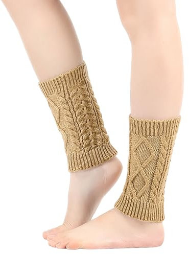 Damen Stulpen Gestrickt Beinwärmer Kurze Winter Warme Beinstulpen Legwärmer Strümpfe Knöchelwärmer Weich Tanzstulpen Ballettstulpen Stiefel Boot Abdeckung Weihnachtsstrumpf für (Brown, One Size)