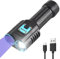 Brivulgent 20W UV-Taschenlampe mit 365nm Schwarzlicht und XHP70 Weißlicht, Aluminiumgehäuse ，wiederaufladbar, Handliche UV-Lampe für Urinfleckendetektion, Öl-Leckprüfung, Dokumentenprüfung