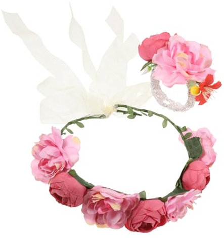 Beavorty Schmuckset für Die Zukünftige Braut Blumenkopfschmuck Ansteckblume Armband Elegante Blumenkrone für Hochzeiten und Formelle Anlässe