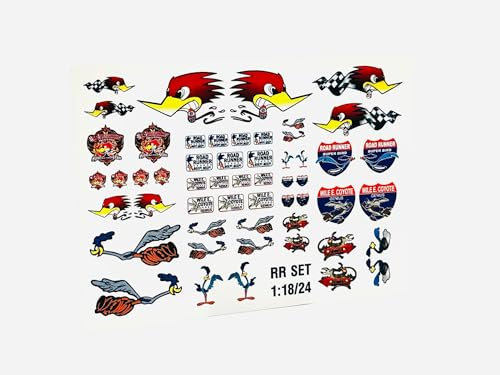Waterslide Decal Set 1:18 1:24 Road Runner USA Racing Cars Slotcar NASCAR V8 Tuning Hot Rod Muscle Car Auto Modellbau Modellbahn Eisenbahn Abziehbilder Motorroad