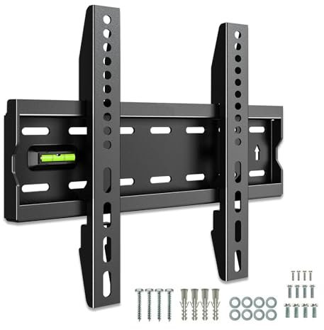 TV Wall Bracket for 15-42 Screens, Ultra-Slim TV Bracket with Built in Spirit Level - Flat to Wall Mount, 40kg Capacity, Max VESA: 300x200m