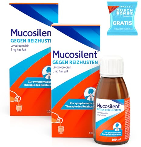Mucosolvan Kindersaft 2x100 ml Hustenlöser mit Levodropropizin + Duschtab | Hustenlöser bei Husten mit festsitzendem Schleim, Erkältung und Bronchitis für die ganze Familie, Wirkstoff Levodropropizin