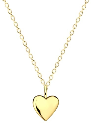 Löb 925 Silber Halskette Mini Herz Anhänger 585er Gold vergoldet Herzkette, Damen Mädchen Kette Herzanhänger Herzform Herzkette Klein Minimalistisch