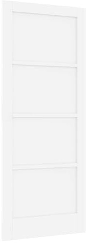 Puerta interior blanca 83 x 202 cm madera contrachapada | Madera de pino maciza, mecanismo deslizante, ahorro de espacio, montaje de bricolaje, diseño rústico