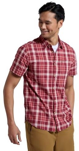 Mountain Warehouse Holiday Mens Cotton Shirt - Easy Care Shirt, Lightweight Casual Shirt, Mesh Lining Top - Spring Summer, Travelling, Camping & Hiking Red L