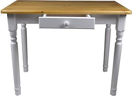 Magnetic Mobel Esstisch mit Schublade Küchentisch Tisch Massiv Kiefer Speisetisch massiv (70x110 cm, Erle)