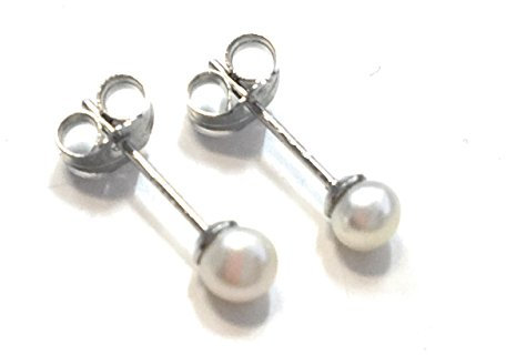 Caprilite 925 Sterling Silver Genuine Cultured Freshwater Pearl Stud Earrings Studs Gift Tiny 4mm