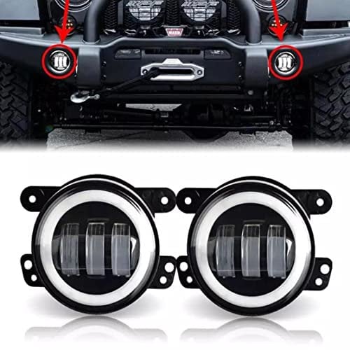 skuntuguang 2 10,2 cm rund schwarz 30 W LED Nebel Licht Front Bumper Beleuchtung mit Halo Ring DRL für Wrangler