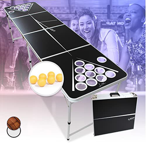 Beercup Bierpong Tische, Beer Pong Set für Partyspiele, Beerpong Tisch Klappbar & Höhenverstellbar, Beer Pong Tisch mit Bierpong Red Cups-Becherhalter, Bierpong Tisch Wasserfest, Bierpongtisch