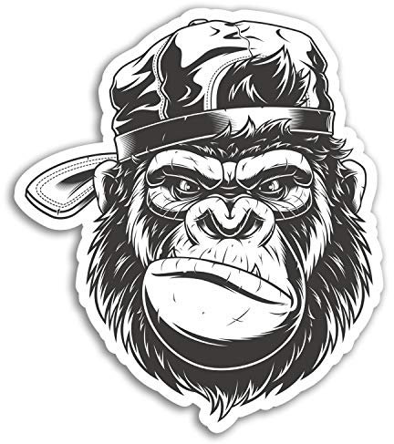 2 x 10 cm Grumpy Gorilla Vinyl Aufkleber - AFFE Laptop Aufkleber Lagerung # 17687 (10 cm hoch)