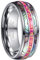 NUNCAD Herren Damen Ring Silber aus Wolfram mit Muschel + Karminrot Opal für Hochzeit Verlobung Jubiläum Partnerschaft Party Größe 71.0 (22.6)