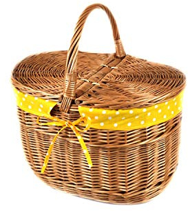 MyBer Korb Picknickkorb Tragekorb mit 2 Deckeln Weidenkorb Vollweide Einkaufskorb geflochten K12-027-SGEW