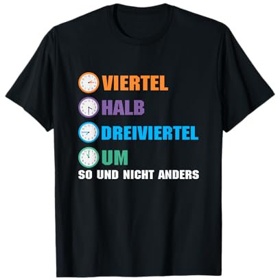 Uhrzeiten in Ostdeutschland Ossi Uhr Viertel Halb T-Shirt