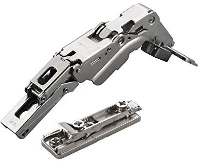 2 x Salice Topfband 155° Serie 200 Bohrbild T52 Eckanschlag inkl. Linear-Montageplatte Höhe 6 mm mit vormontierten Euroschrauben und Exzenterverstellung Schrankscharnier von SO-TECH®