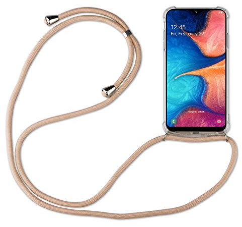 betterfon | Samsung Galaxy A20e Handykette Smartphone Halskette Hülle mit Band - Schnur mit Case zum umhängen Handyhülle mit Kordel zum Umhängen für Samsung Galaxy A20e SM-A202 Beige/Braun