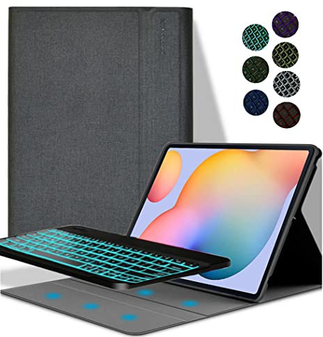 YGoal Tastiera Custodia per 9-10.8 Pollice Tablet Inclu TECLAST P20HD/TECLAST M40, [QWERTY Inglese Layout] 7 Colors Backlit Pelle PU Custodia con Rimovibile Wireless Tastiera, Nero