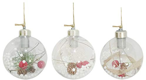 BESPORTBLE 3 Stück Klare Weihnachtskugel Plastik Ornamente Kugeln mit LED Licht Füllbare Weihnachtskugeln Weihnachtsbaum Hängen Ball Party Liefert Weihnachtsbaum Dekoration