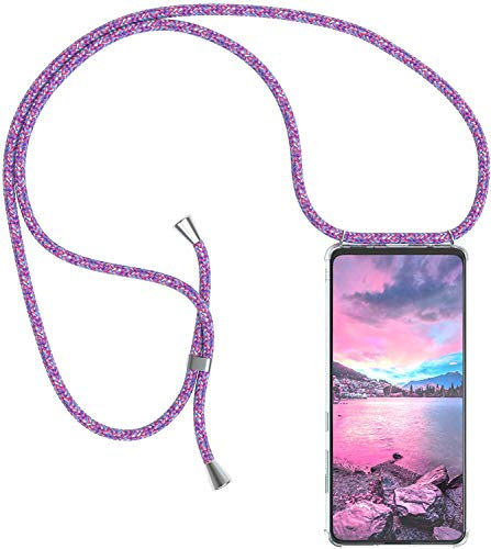 Handykette kompatibel mit Samsung Galaxy S7 Edge Handyhülle Transparent Silikon Schutzhülle - Necklace Hülle mit Band Handy-Kette Case mit Necklace Schnur mit Kette zum Umhängen,Unicorn