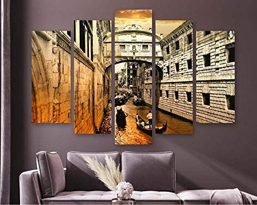 104Tdfc 5 Bilder Leinwanddrucke wandbild 5 teilig Leinwandbild Weinlese Venedig 200X100cm 5 TLG Kunstdrucke Skulpturen Küche Haushalt Möbel Wohnaccessoires