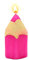 Kerze als pinker Stift/Stiftkerze in pink, als Tischdekoration für Schulanfang/Schuleinführung/Geburtstag, L/B/H 4,5 x 4,5 x 8 cm.