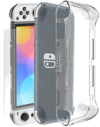 Visiodirect Film Protecteur Verre trempé pour Console Nintendo Switch OLED 7 + Coque de Protection Souple