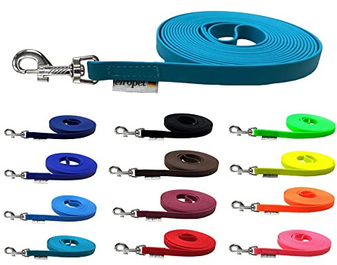 Schleppleine für Hunde Biothane Hundeleine mittlere/große Hunde Breite 16mm 1m / 3m / 5m / 10m / 15m (10m MIT Handschlaufe, Petrol)