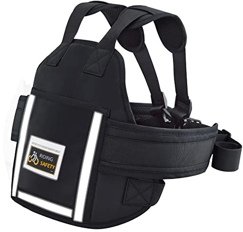 Jolik Upgrade Knder Sicherheitsgurt Motorrad, Verstellbarer Kinder Motorradgürtel mit Tasche, Reflektierendes Atmungsaktives Material in Schwarz
