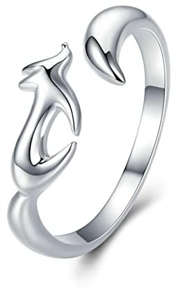 CHABER 925 Sterling Silber Tier Fuchs Verstellbare Fingerringe Für Frauen Offene Größe Fuchsschwanz Ring Sterling Silber Schmuck