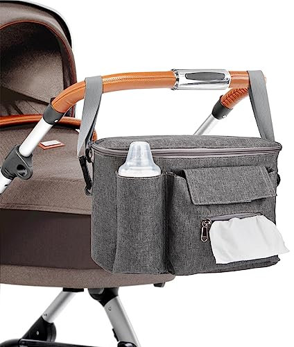 Kinderwagen Organizer Universal Buggy Organizer Kinderwagen-Aufbewahrungstasche mit Verstellbaren Schultergurten Zum Tragen Windel Telefon Spielzeug