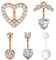 WillTen 14G Roségold Reverse Bauchnabelpiercing Klar Herz CZ Reverse Nabelpiercing Chirurgenstahl 10MM Bauchpiercing Damen Piercing Bauchnabel